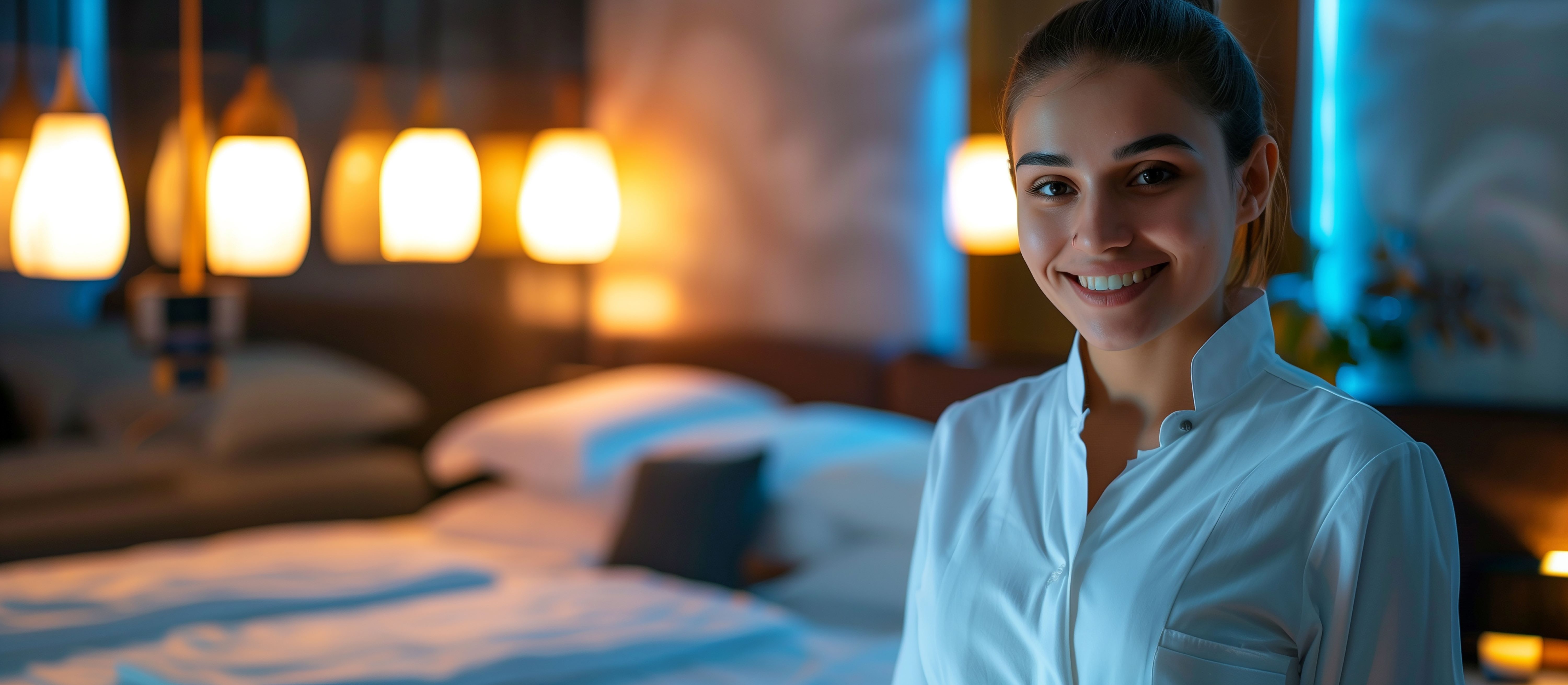 lider sonriente en un hotel